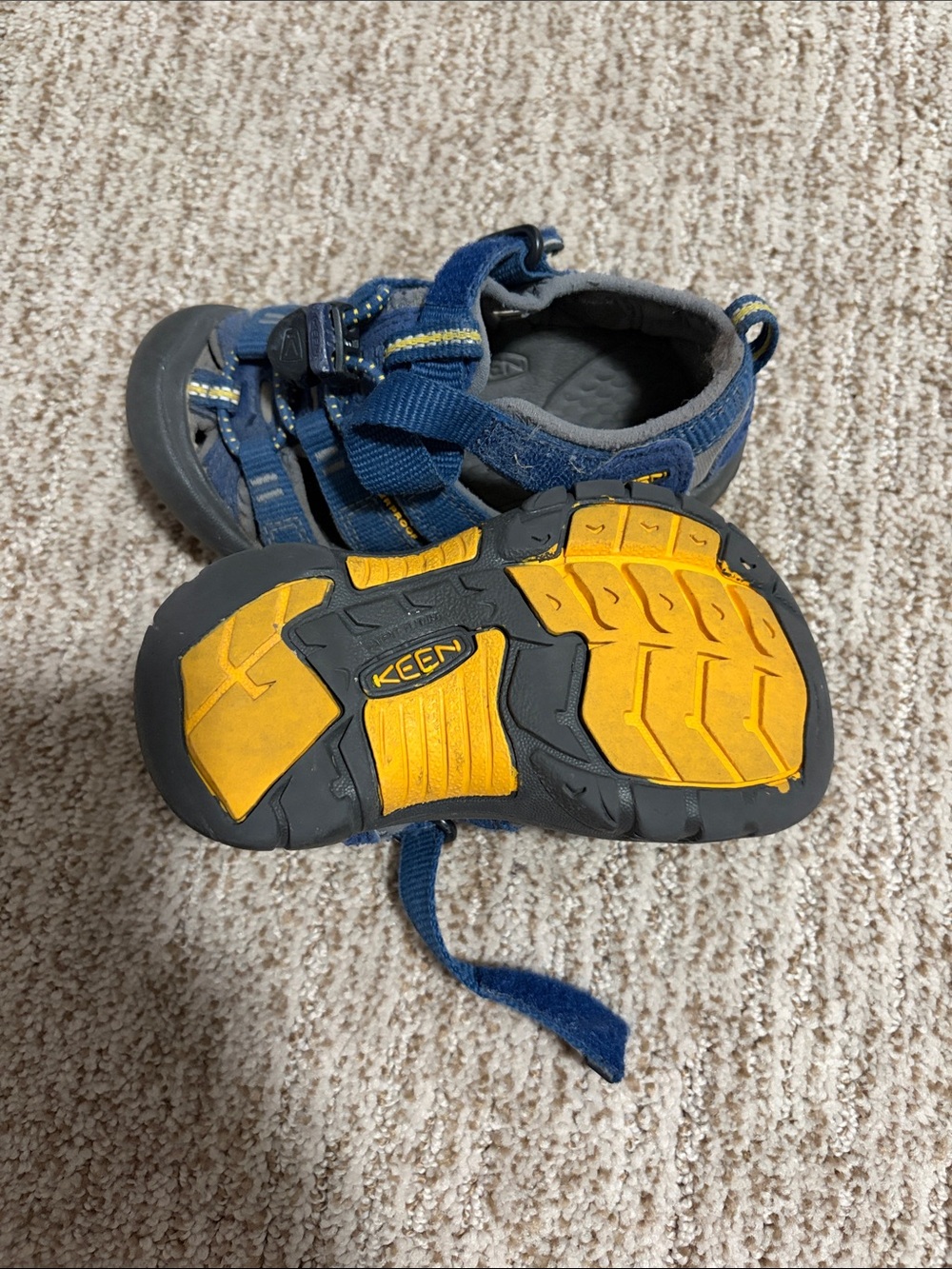 KEEN Kids Blue Sandals with Yellow Outsole Accents